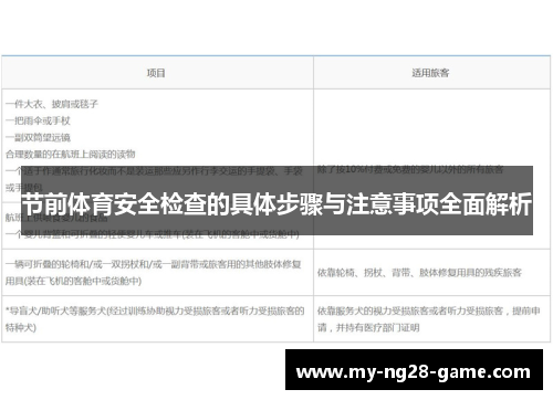 节前体育安全检查的具体步骤与注意事项全面解析